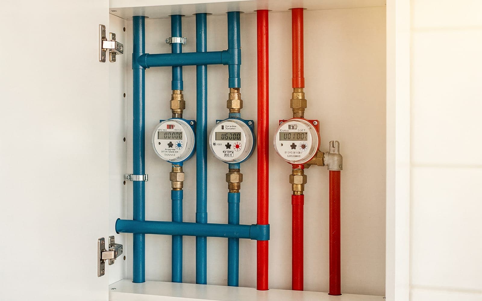 Wasserzähler im hellen Installationsschacht